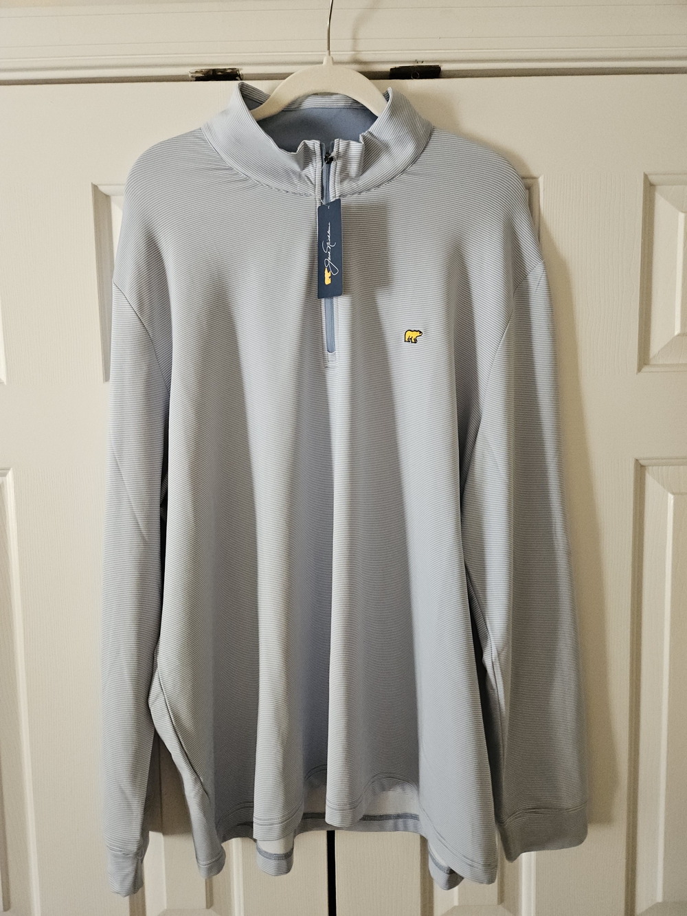 NWT Jack Nicklaus Men's Blue Striped 1/4 Zip Mock Neck Pullover Logo XXL